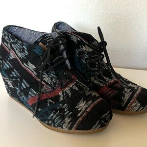 7 Toms Boho Navajo Desert Wedge Bootie Aztec Jacquar Tribal Western Shoes Footwe